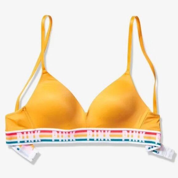 PINK Victoria's Secret Yellow Wear Everywhere T-Shirt Lightly Lined Bra 36D - Picture 2 of 16